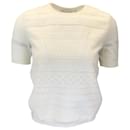 Christian Dior Ivory Crochet Detail Short Sleeved Wool Knit Pullover Sweater - Autre Marque