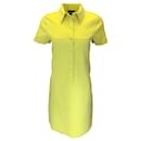 Akris Lime Green Short Sleeved Collared Button-down Cotton Shirt Dress - Autre Marque