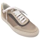 Brunello Cucinelli Beige / Blush Pink Monili Beaded Suede and Mesh Sneakers - Autre Marque