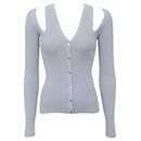 Alexander McQueen Light Blue Cold Shoulder Ribbed Cardigan - Autre Marque