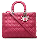 Dior Cannage grande de piel de cordero rosa Lady Dior