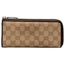 Gucci Brown GG Canvas Reißverschluss um lange Brieftasche