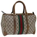 GUCCI GG Supreme Web Sherry Line Hand Bag PVC Beige Red Green Auth 70132 - Gucci