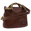 GUCCI Bamboo Hand Bag Leather 2way Brown Auth ac2848 - Gucci