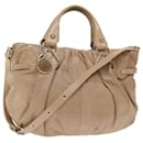 CELINE Hand Bag Leather 2way Beige Auth 70407 - Céline