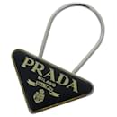 PRADA Triangle Plate Key Ring metal Black Auth am6073 - Prada