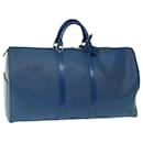 Louis Vuitton Epi Keepall 55 Boston Bag Blue M42955 LV Auth ar11608b