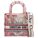 Lady D-Lite Medium Embroidery Canvas 2-Ways Tote Bag White - Dior