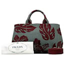 Prada Hibiscus Print Canapa Handbag Bolsa de lona em bom estado