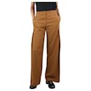 Tan pleated wide-leg trousers - size UK 6 - The row