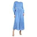 Vestido midi azul fruncido con estampado floral - talla UK 8 - Ganni