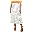 Cream floral print silk midi skirt - size UK 14 - Roksanda