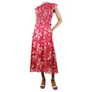 Red sleeveless shirred floral-printed midi dress - size XS - Sea New York