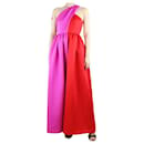 Red and magenta two-tone halterneck maxi dress - size UK 8 - Autre Marque