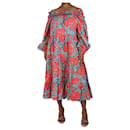 Coral puff-sleeved printed midi dress - size UK 12 - Ulla Johnson