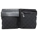 Gucci Black GG Canvas Double Pocket Belt Bag