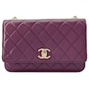 Chanel Purple Lambskin Trendy CC Wallet On Chain