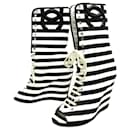 CHANEL G SHOES27076 Lace-up boots 37 CC LOGO STRIPES OFFSET - Chanel
