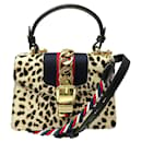 NEW GUCCI SYLVIE LEOPARD HANDBAG 470270 IN PALSON LEATHER SHOULDER BAND - Gucci