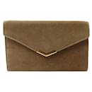 VINTAGE HERMES HAND POUCH IN BROWN SUEDE & YELLOW GOLD 18K CIRCA 1970 Clutch - Hermès