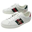 NEUF CHAUSSURES GUCCI BASKETS ACE BRODEES 429446 9 43 CUIR + BOITE SNEAKERS - Gucci