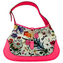 Gucci Jackie Flora Medium Hobo Bag Neon Pink / very good