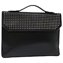 Christian Louboutin Studs Hand Bag Leather Black Auth bs13080