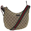 GUCCI GG Canvas Web Sherry Line Shoulder Bag Beige Red Green 192756 Auth ki4312 - Gucci