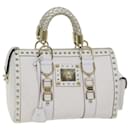 VERSACE Boston Bag Leather White Auth 70452A - Versace