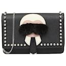 FENDI wallet on chain leather crossbody bag in black - Fendi