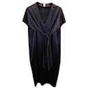Totême Tie-Detail Midi Dress in Black Viscose