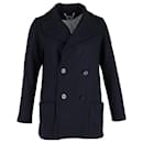A.P.C. Double-Breasted Coat in Navy Blue Wool - Apc