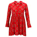 Sandro Paris Mini-robe florale à imprimé signe de paix en soie rouge