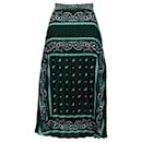 Sandro Paris Paisley Pleated Skirt in Green Polyester