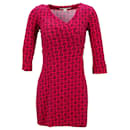 Diane Von Furstenberg Printed Wrap Dress in Red Cotton