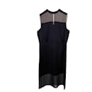 Ärmelloses, halbtransparentes Kleid von Theory aus schwarzem Polyester