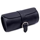 Bulgari Black Leather Watch Roll Holder Travel Case