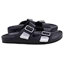 Givenchy Double Buckle Flat Sandals in Black Leather