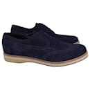Prada Lace-Up Oxfords in Navy Blue Suede