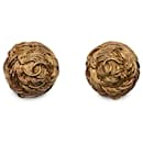 Vintage 1990s Gold Metal CC Logo Clip On Round Earrings - Chanel