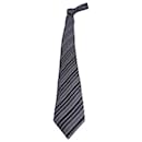 Corbata Hermès de rayas diagonales en seda gris