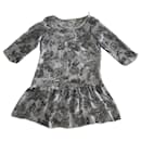 Silk chiffon dress with khaki cashmere patterns by Mes Demoiselles. One size fits 36 - 38 - 40. - Mes Demoiselles ...