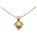 Dior Gold Shell Rhinestone Pendant Necklace