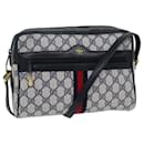 GUCCI GG Canvas Sherry Line Shoulder Bag PVC Navy Red Auth yk11799 - Gucci