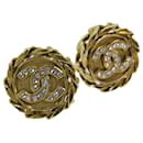 CHANEL COCO Mark Earring metal Gold Tone CC Auth hk1222 - Chanel