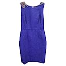 Fendi Embellished Collar Peplum Dress in Blue Polyester