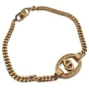 Bracelet chaîne avec logo en cristaux de CD en métal doré vintage - Christian Dior