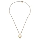 Gold Metal Small CD Logo Round Pendant Chain Necklace - Christian Dior