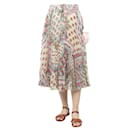 Cream floral pleated midi skirt - size UK 8 - Red Valentino
