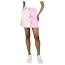 Mini jupe en denim color block rose - taille FR 34 - Ganni